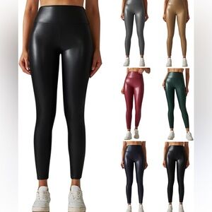 Retro‎ Gong Lot Of 4 Faux Leather High Waisted Stretch Leggings. Size XL